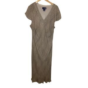 Venezia Jeans Co Silk 90's Y2K Style V Neck Short Sleeve Midi Dress Size 22/24